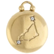 Breloque ronde réversible 17 mm signe du zodiaque Capricorne - Acier inox 304 Doré