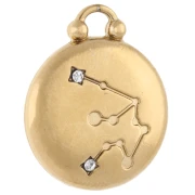Breloque ronde réversible 17 mm signe du zodiaque Verseau - Acier inox 304 Doré x1