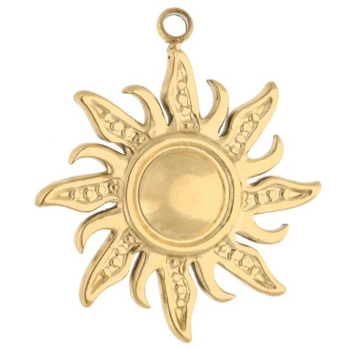 Pendentif soleil 19.5 mm - Acier inoxydable 304 Doré x1