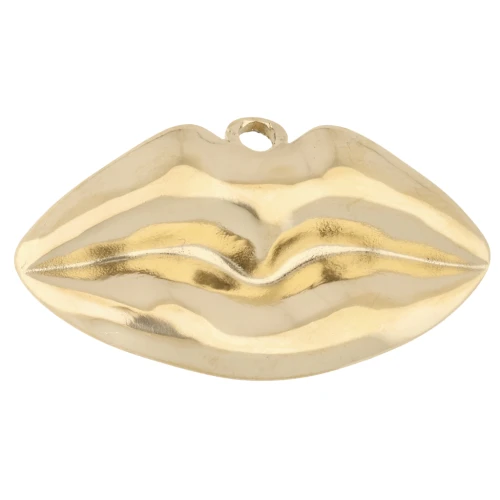 Pendentif bouche 13x25 mm - Acier inoxydable 304 Doré x1