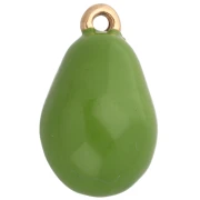 Breloque papaye 16x10 mm en résine époxy - Acier inox 304 Doré - Orange - Vert x1