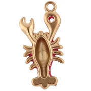 Pendentif homard 22x10 mm avec résine époxy - Acier inoxydable 304 Doré - Rouge x1