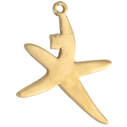 Pendentif étoile de mer 22x19 mm strass et imitation perle - Acier inox 304 Doré
