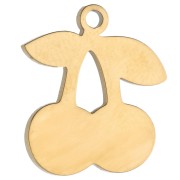 Breloque cerises 14x12.5 mm avec résine époxy - Acier inox 304 Doré - Rouge x1