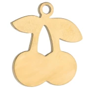 Breloque cerises 14x12.5 mm avec résine époxy - Acier inox 304 Doré - Rouge x1