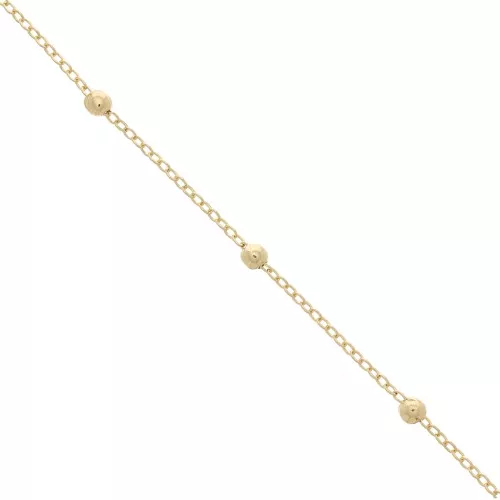 Chaîne maille forçat 1.7 mm avec perles rondes 3.5 mm - Doré x1m