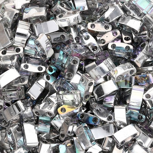 Miyuki Half Tila Beads 5x2.3x1.9 mm HTL-55017 - Crystal Silver Rainbow x10g