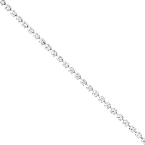 Chaîne strass en Laiton avec cristal taillé 3.20 mm - Argenté - Crystal x50cm