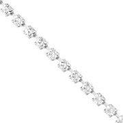 Chaîne strass en Laiton avec cristal taillé 3.20 mm - Argenté - Crystal x50cm