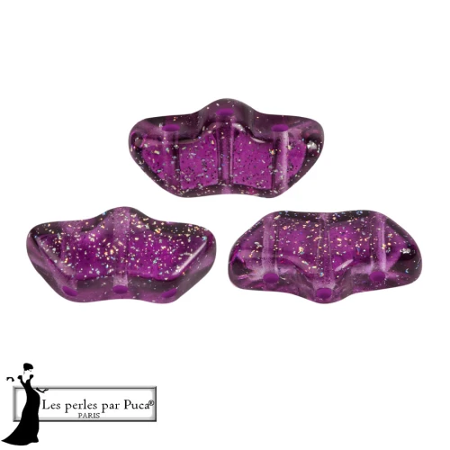 Perles en verre Delos® par Puca® 6x11 mm - Transparent Constellation Amethyst x10g
