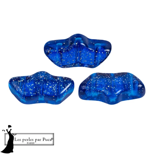 Perles en verre Delos® par Puca® 6x11 mm - Transparent Constellation Blue x10g