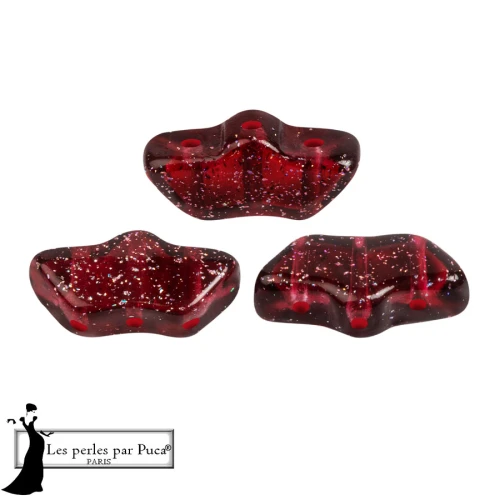 Perles en verre Delos® par Puca® 6x11 mm - Transparent Constellation Garnet x10g