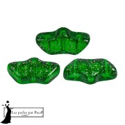 Perles en verre Delos® par Puca® 6x11 mm - Transparent Constellation Green x10g
