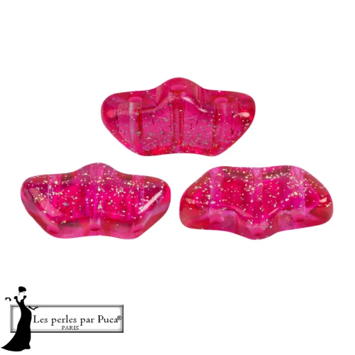 Perles en verre Delos® par Puca® 6x11 mm - Tr Constellation Rose Fuchsia x10g