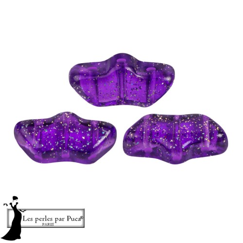 Perles en verre Delos® par Puca® 6x11 mm - Transparent Constellation Violet x10g