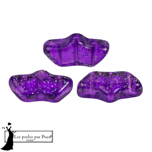Perles en verre Delos® par Puca® 6x11 mm - Transparent Constellation Violet x10g