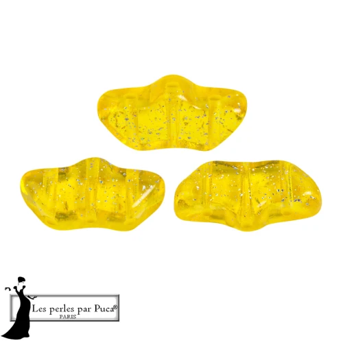Perles en verre Delos® par Puca® 6x11 mm - Transparent Constellation Yellow x10g