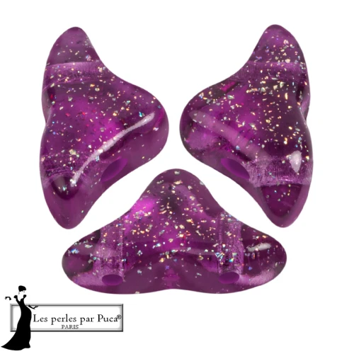 Perles en verre Hélios® par Puca® 6x10mm - Transparent Constellation Amethyst x10g