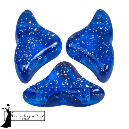 Perles en verre Hélios® par Puca® 6x10 mm - Transparent Constellation Blue x10g