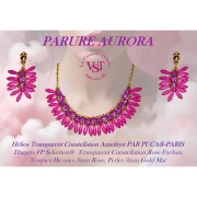 Perles en verre Hélios® par Puca® 6x10 mm - Transparent Constellation Blue x10g