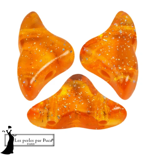 Perles en verre Hélios® par Puca® 6x10 mm - Transparent Constellation Orange x10g