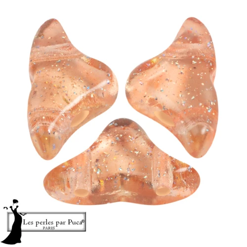 Perles en verre Hélios® par Puca® 6x10 mm - Transparent Constellation Rose x10g