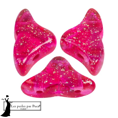 Perles en verre Hélios® par Puca® 6x10mm - Tr Constellation Rose Fuchsia x10g