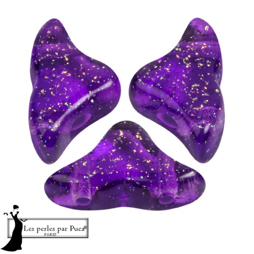 Perles en verre Hélios® par Puca® 6x10 mm - Transparent Constellation Violet x10g