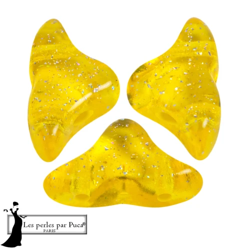 Perles en verre Hélios® par Puca® 6x10 mm - Transparent Constellation Yellow x10g