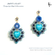 Perle coeur en verre 16x15 mm - Mishmash Aqua x1