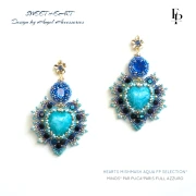 Perle coeur en verre 16x15 mm - Mishmash Aqua x1