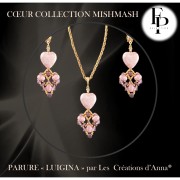 Perle coeur en verre 16x15 mm - Mishmash Peach x1