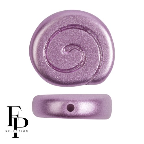 Perles escargot en verre 13 mm - Pastel Lila x6