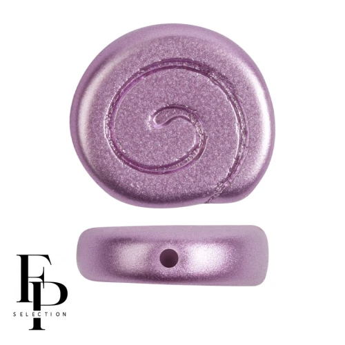 Perles escargot en verre 13 mm - Pastel Lila x6