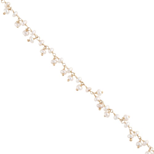 Chaîne fantaisie 6.5 mm avec perles d'eau douce - Plaqué or 3 micron x20cm
