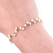 Chaîne fantaisie 6.5 mm avec perles d'eau douce - Plaqué or 3 micron x20cm