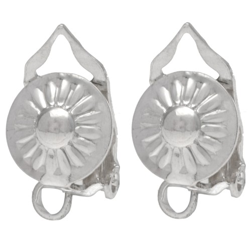 Clips d'oreilles ronds fantaisie 8 mm avec anneau ouvert - Argent 925 x2
