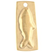 Pendentif rectangle irrégulier 31x14 mm motif poisson - Doré à l'or fin x1