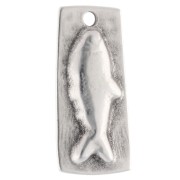 Pendentif rectangle irrégulier 31x14 mm motif poisson Placage argent fin - Bleu x1