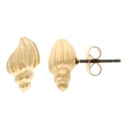 Doré Or Fin - Or 24K - 999/1000 - Boucles d'oreilles coquillage escargot 12x7 mm - Doré à l'or fin x2 Boucles d'oreilles coquillage escargot 12x7 mm - Doré à l'or fin x2