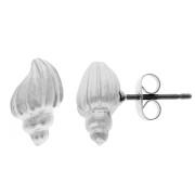 Argenté vieilli - Boucles d'oreilles coquillage escargot 12x7 mm - Placage argent fin vieilli x2 Boucles d'oreilles coquillage escargot 12x7 mm - Placage argent fin vieilli x2