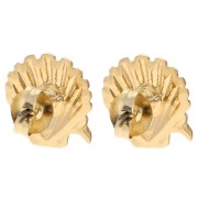 Boucles d'oreilles coquillage 13 mm - Doré à l'or fin - Blanc - Gris pailleté x2