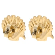 Boucles d'oreilles coquillage 13 mm - Doré à l'or fin - Saumon - Rose pailleté x2