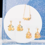 Pendentif coquillage & étoile de mer 21x20 m Doré à l'or fin - Rose pailleté x1