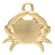 Breloque crabe 16x15 mm avec résine époxy - Doré à l'or fin - Saumon nacré x1