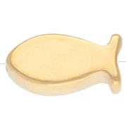 Perle poisson 15x7.5 mm - résine époxy - Doré à l'or fin - Saumon nacré x1
