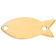 Intercalaire poisson 20x9 mm avec résine époxy - Doré à l'or fin - Saumon x1