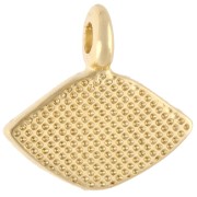 Breloque losange 12x13 mm - motif oeil - Doré à l'or fin - Blanc x1