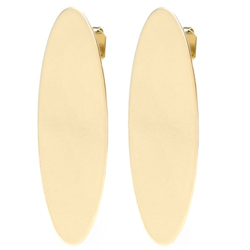 Clous d'oreilles ovale 30x9 mm avec anneau ouvert - Doré x2