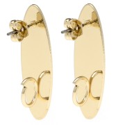 Clous d'oreilles ovale 30x9 mm avec anneau ouvert - Doré x2